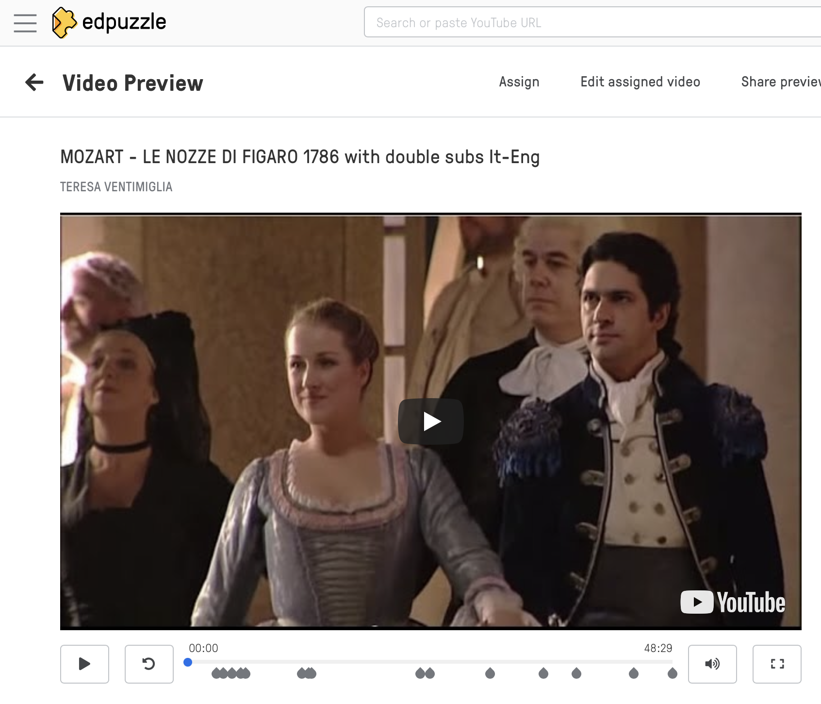 Videoeoquiz sull'opera con Edpuzzle